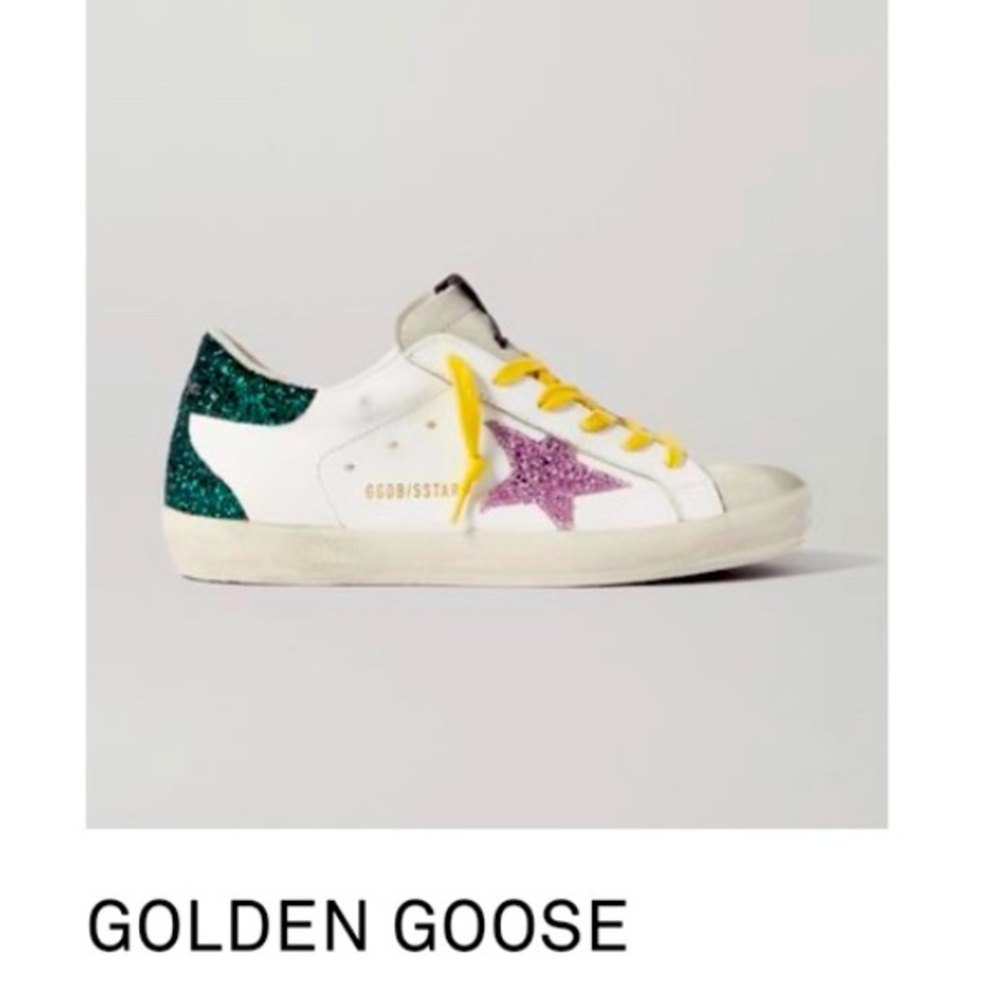 GOLDEN GOOSE SUPERSTAR DISTRESSED GLITTERED LEATHER SNEAKERS!!! SIZE 41 10/10.5 - Picture 4 of 15